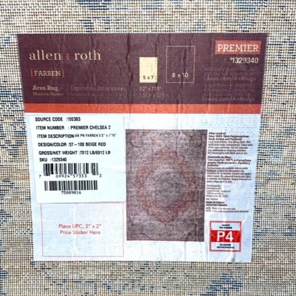 allen + roth Farren 5 X 7 (ft) Beige/Red Indoor Medallion Area Rug - Picture 5 of 7